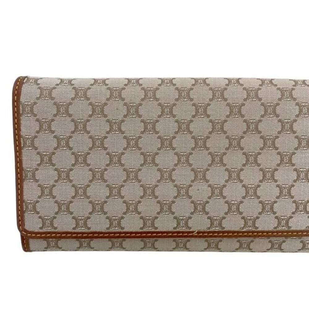 Celine Bifold Long Wallet Beige Macadam Leather Ys Oo Tan Brown - Picture 10 of 10
